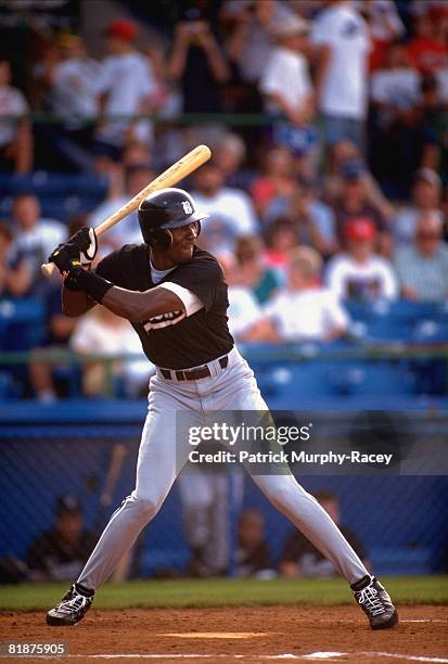 Minor League Baseball: Basketball player Birmingham Barons Michael Jordan in action, at bat, Birmingham, AL 7/14/1994