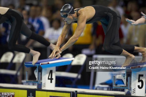 Olympic Trials: Dara Torres in action from block during start of 100M Freestyle Preliminary Round at Qwest Center. Omaha, NE 7/3/2008 CREDIT: Heinz...