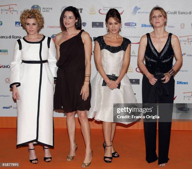 Italian actresses Cecilia Dazzi, Luisa Ranieri, Elena Sofia Ricci and Margherita Buy attend the third day of Roma Fiction Fest 2008 at the Auditorium...