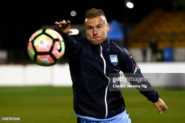 Sebastian Ryall of Sydney FC prepares to kick the ball during the 2017 Johnny Warren Challenge match between Sydney FC and Earlwood Wanderers at...