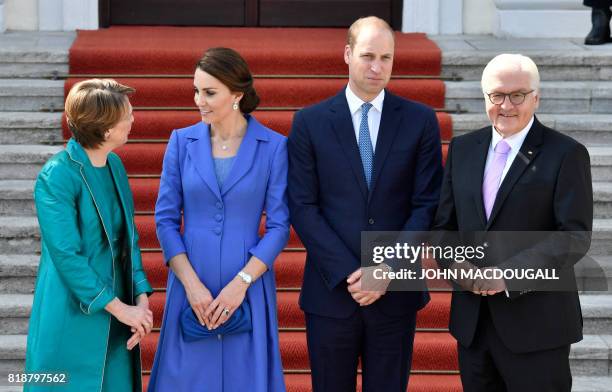 Britain's Prince William, Duke of Cambridge , his wife Kate, the Duchess of Cambridge and German President Frank-Walter Steinmeier and his wife Elke...