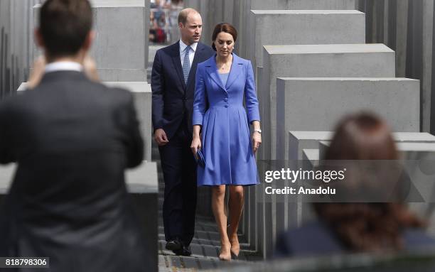 Duchess of Cambridge Catherine and Duke of Cambridge Prince William visits the Holocaust Memorial during their visit to Germany on July 19, 2017 in...