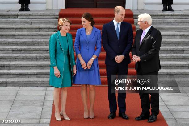 Britain's Prince William, Duke of Cambridge , his wife Kate, the Duchess of Cambridge and German President Frank-Walter Steinmeier and his wife Elke...