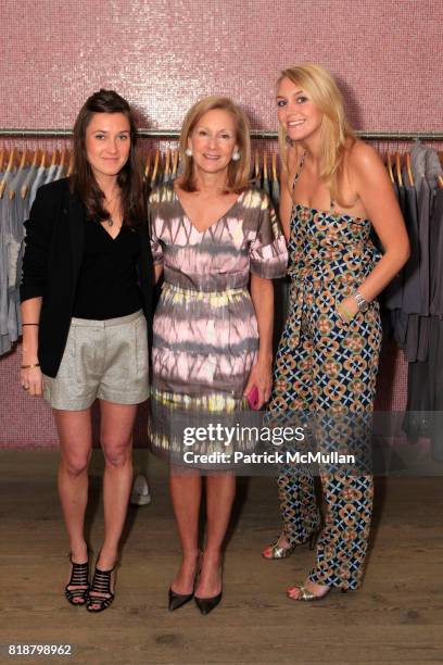 Georgiana Bland, Karen Klopp and Laura Glaister attend KICK KENNEDY And WHAT TO WEAR WHERE Kick Off PROJECT GREEN CHIC at Calypso St. Barth on April...