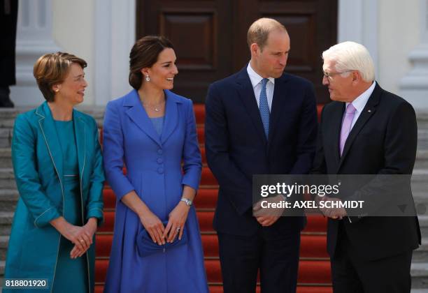 Britain's Prince William, Duke of Cambridge , his wife Kate, the Duchess of Cambridge and German President Frank-Walter Steinmeier and his wife Elke...