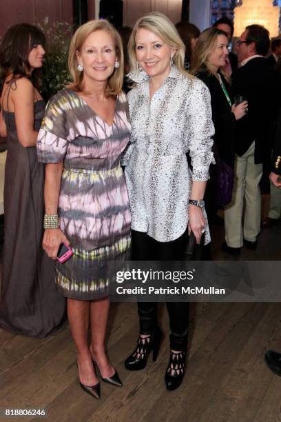 Karen Klopp and Janna Bullock attend KICK KENNEDY And WHAT TO WEAR WHERE Kick Off PROJECT GREEN CHIC at Calypso St. Barth on April 13, 2010 in New...