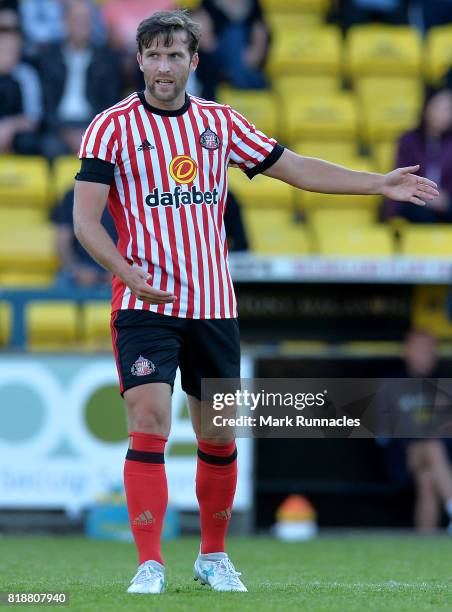 Adam Matthews of Sunderland in action during the pre season friendly between Livingston and Sunderland at Almondvale Stadium on July 12, 2017 in...