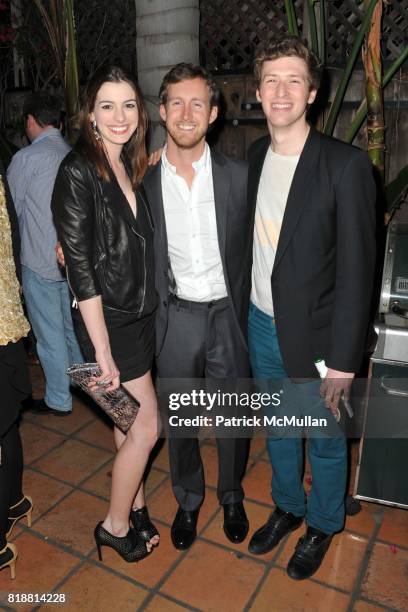 Anne Hathaway, Adam Shulman and Daryl Wein attend Breaking Upwards Movie Premiere at Silent Movie Theatre on April 8, 2010 in Los Angeles, California.