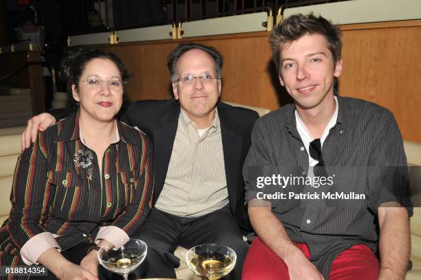 Cassagndra Lozano, Larry Levine and Evan Ryer attend ART PRODUCTION FUND Birthday Benefit at On Top of the Standard on April 12, 2010 in New York...