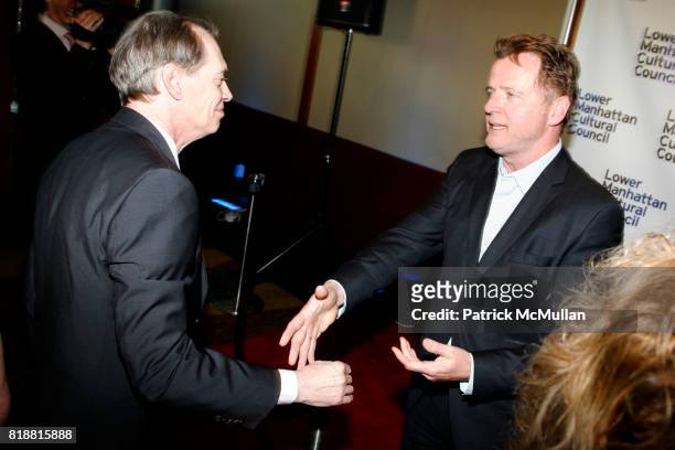 Steve Buscemi and Aidan Quinn attend LOWER MANHATTAN CULTURAL COUNCIL hosts the 2010 Downtown Dinner at Pier 60 on April 12, 2010 in New York.