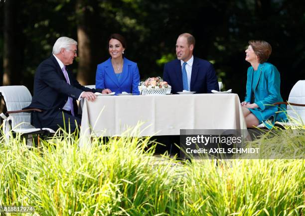 Britain's Prince William, Duke of Cambridge , his wife Kate, the Duchess of Cambridge and German President Frank-Walter Steinmeier and his wife Elke...