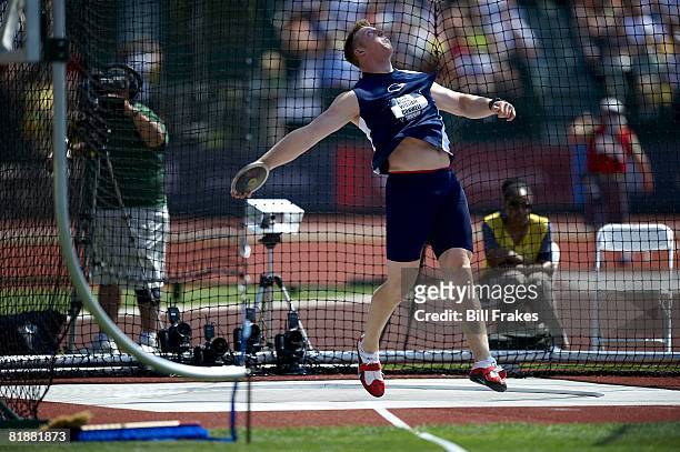 Olympic Trials: William Conwell in action during Discus Throw Final at Hayward Field. Eugene, OR 7/6/2008 CREDIT: Bill Frakes