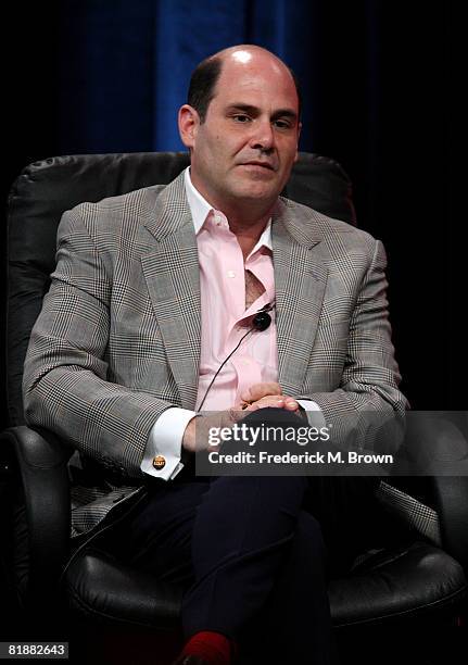 Creator/executive producer Matthew Weiner of "Mad Men" speaks during day two of the AMC Channel 2008 Summer Television Critics Association Press Tour...