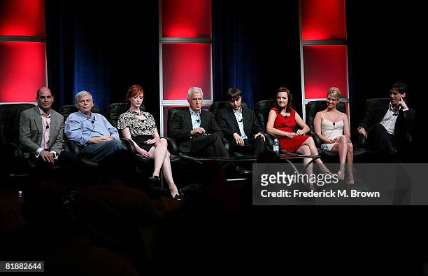 Creator/executive producer Matthew Weiner and the cast of "Mad Men" speak during day two of the AMC Channel 2008 Summer Television Critics...