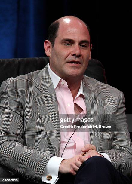 Creator/executive producer Matthew Weiner of "Mad Men" speaks during day two of the AMC Channel 2008 Summer Television Critics Association Press Tour...