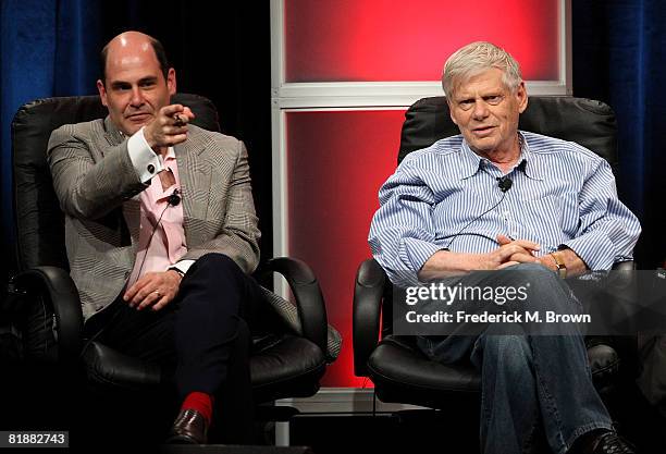 Creator/executive producer Matthew Weiner and actor Robert Morse of "Mad Men" speak during day two of the AMC Channel 2008 Summer Television Critics...