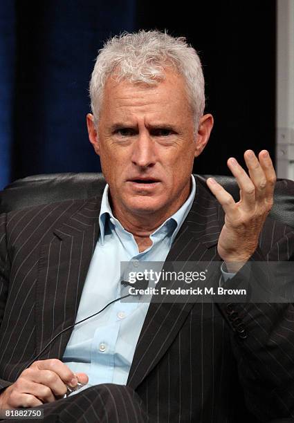 Actor John Slattery of "Mad Men" speaks during day two of the AMC Channel 2008 Summer Television Critics Association Press Tour held at the Beverly...