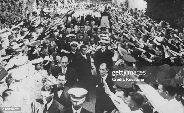 The funeral of Captain Hans Langsdorff , commander of the German battleship 'Admiral Graf Spee' in the German cemetery in Buenos Aires, Argentina,...