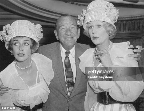 English actress Margaret Leighton with Noel Coward and Kay Kendall during rehearsals for the 1958 'Night of 100 Stars' midnight charity show in...