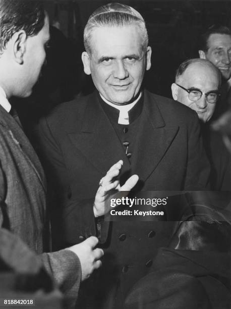 Canadian Cardinal Paul-Emile Leger arrives in Rome for a Catholic conclave to elect a successor to Pope Pius XII, 15th October 1958.