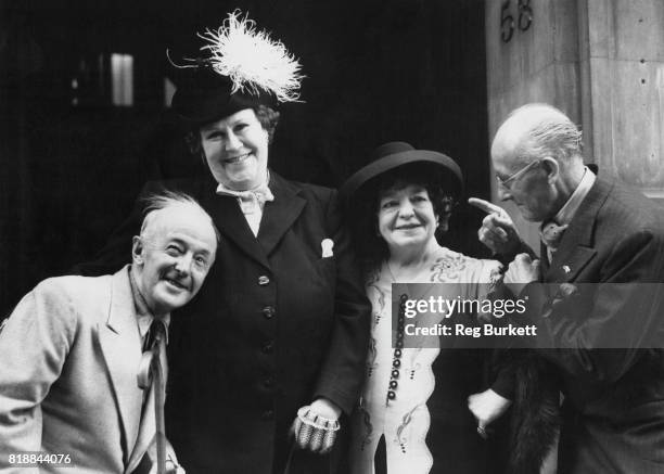 From left to right, music hall stars George Mozart , Ida Barr, Kate Carney and Arthur Reece, in London, UK, 17th September 1947. They have all been...