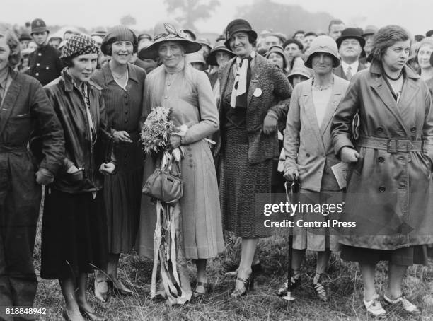 Mary Russell, Duchess of Bedford attends the first All Women's Flying Meeting at Sywell, Northamptonshire, 19th September 1931.Also present are...