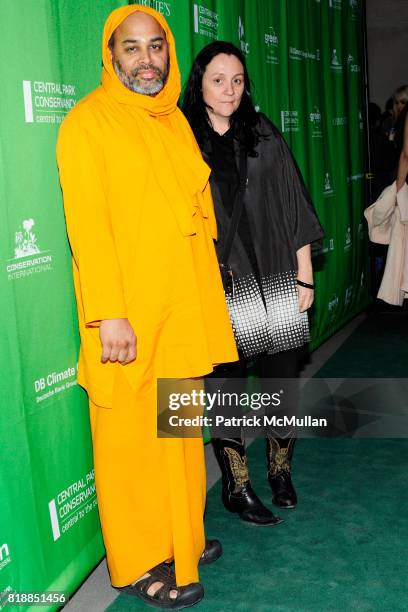 Swami Daya Mrita and Kelly Cutrone attend CHRISTIE'S The Green Auction: A Bid To Save The Earth at Christie's on April 22, 2010 in New York City.