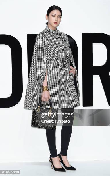 Model Ayaka Miyoshi attends the Dior For Love photocall at Warehouse Terrada on July 19, 2017 in Tokyo, Japan.