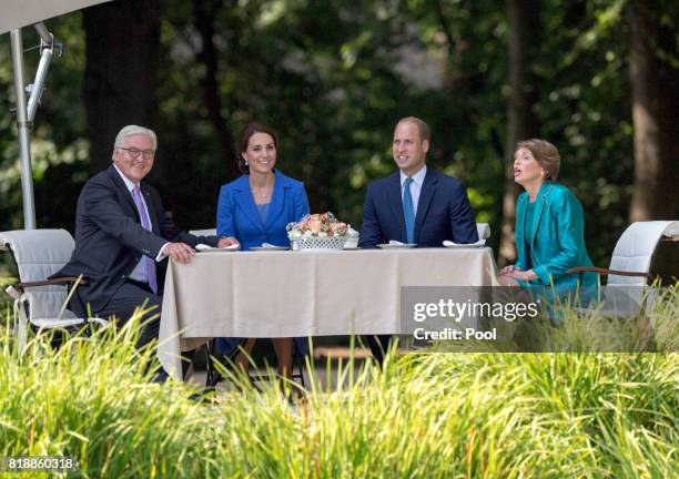 Catherine, Duchess of Cambridge and Prince William, Duke of Cambridge meet with German President Frank Walter Steinmeier and Elke Budenbender at...