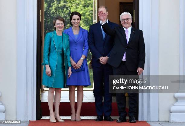 Britain's Prince William, Duke of Cambridge , his wife Kate, the Duchess of Cambridge and German President Frank-Walter Steinmeier and his wife Elke...
