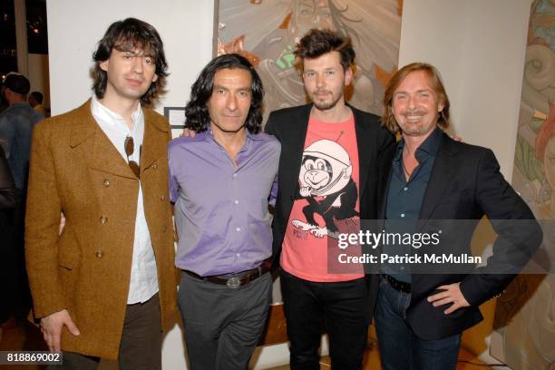 Mihailo Vukelic, Eric Allouche, Andre Monet and Christian Voigt attend Opera Gallery Opening: Voigt, Monet and Vukelic at Opera Gallery on April 15,...