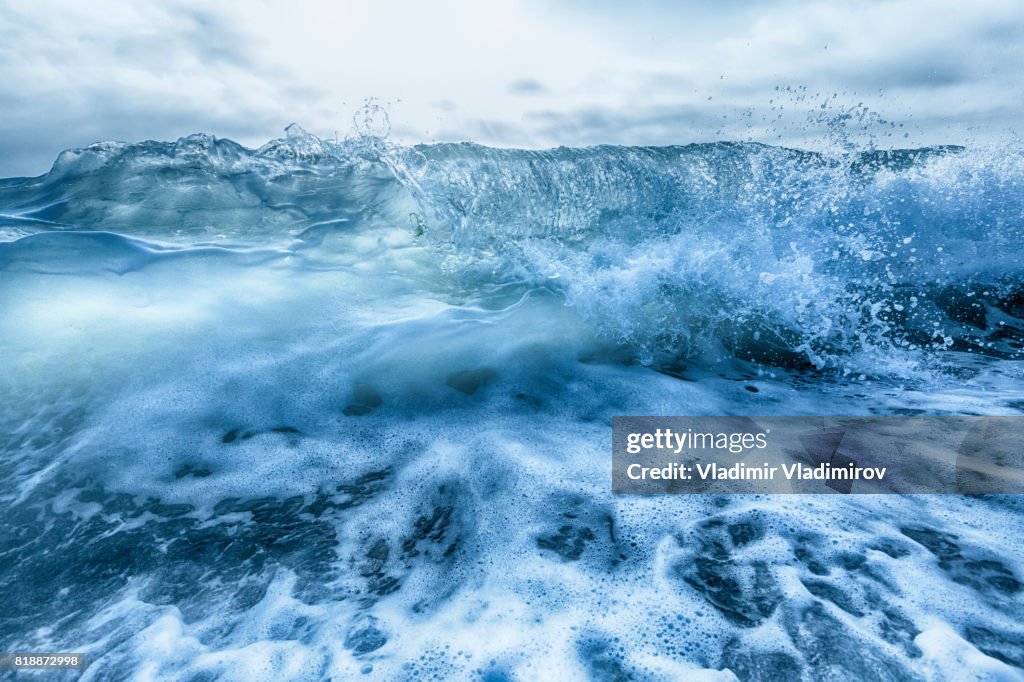 Crashing blue and white waves