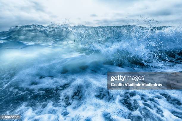 crashing blue and white waves - gale stock pictures, royalty-free photos & images