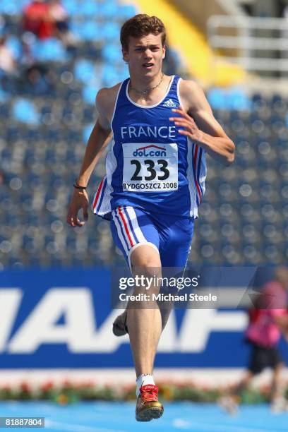 Christophe Lemaitre of France in the men's 200m first round during day three of the 12th IAAF World Junior Championships at the Zawisza Stadium on...