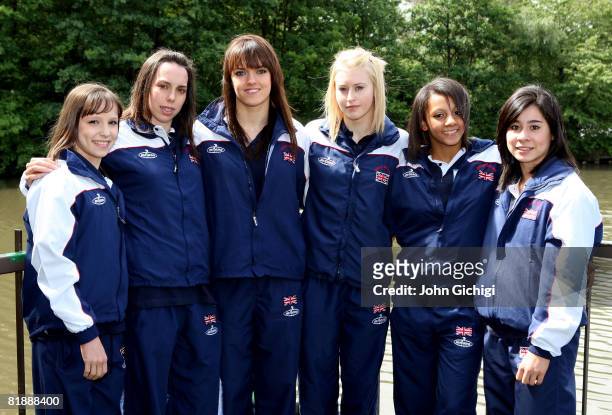Members ofTeam GB Gymnastics ladies team line up for a photo on June 10, 2008 in Birmingham, England. Hannah Whelan, Laura Jones, Beth Tweddle, Becky...