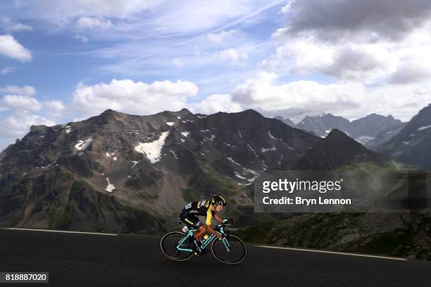 Stage winner of Primoz Roglic of Slovenia and Team Lotto NL-Jumbo descends the Col du Galibier on stage seventeen of the 2017 Tour de France, a 183km...