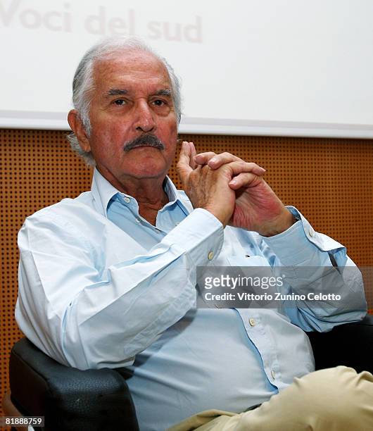 Author Carlos Fuentes attends a cocktail for authors at La Milanesiana 2008 held at Sala Buzzati on July 09, 2008 in Milan, Italy.