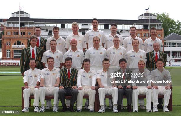 The Australia Test cricket squad before the 2nd Test match between England and Australia at Lord's Cricket Ground, London, 18th July 2001. Back row,...