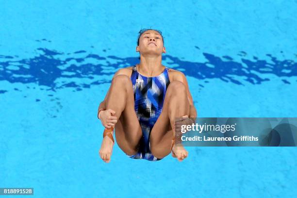 Pandelela Pamg of Malaysia competes during the Women's Diving 10m Platform final on day six of the Budapest 2017 FINA World Championships on July 19,...