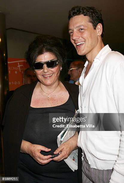 Italian actress Claudia Mori and actor Giorgio Lupano of the serial 'Einstein' attend the fourth day of Roma Fiction Fest 2008 on July 10, 2008 in...