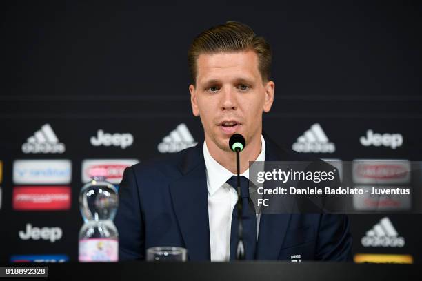 Wojciech Szczesny of Juventus attends a press conference on July 19, 2017 in Turin, Italy.