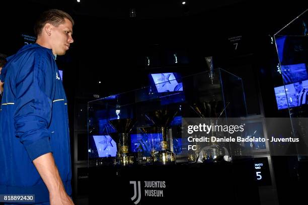 Wojciech Szczesny of Juventus attends a press conference on July 19, 2017 in Turin, Italy.