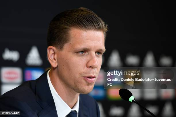 Wojciech Szczesny of Juventus attends a press conference on July 19, 2017 in Turin, Italy.