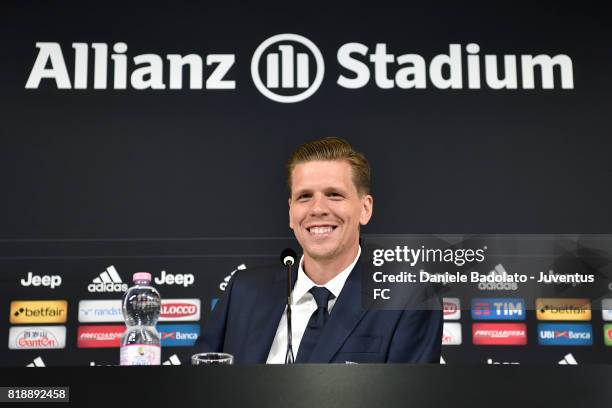 Wojciech Szczesny of Juventus attends a press conference on July 19, 2017 in Turin, Italy.