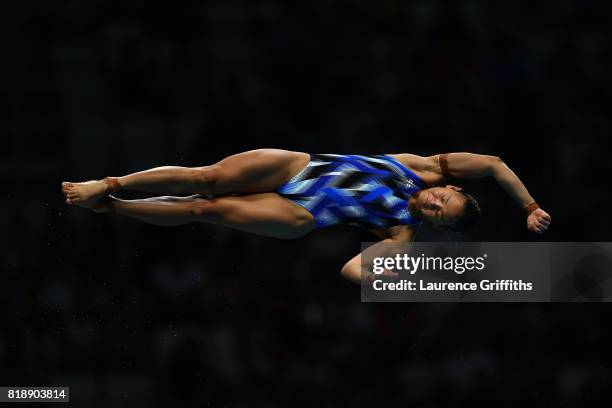 Pandelela Pamg of Malaysia competes during the Women's Diving 10m Platform final on day six of the Budapest 2017 FINA World Championships on July 19,...