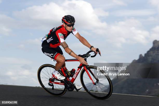 Nicholas Roche of Ireland and the BMC Racing Team descends the Col du Galibier on stage seventeen of the 2017 Tour de France, a 183km road stage from...