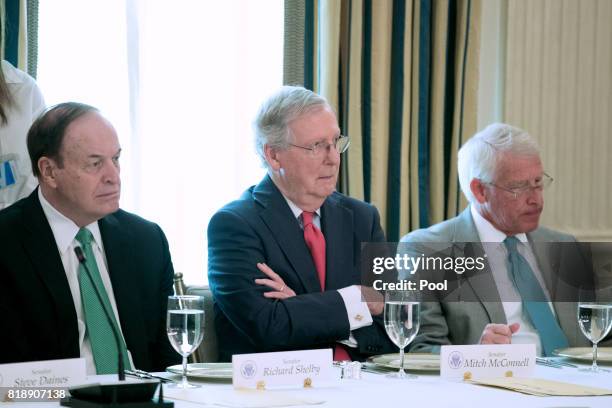 Senate Majority Leader Republican Mitch McConnell , Republican Senator from Alabama Richard Shelby and Republican Senator from Mississippi Roger...