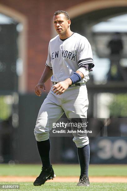 Frustrated Yankees Alex Rodriguez after Rodriguez failed to deliver a big hit during the San Francisco Giants 7-2 defeat of the New York Yankees at...