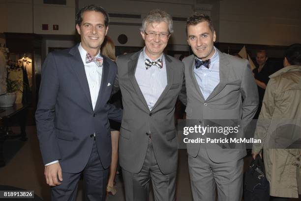 Arthur Wayne, Claudio del Vecchio and Euan Rellie attend Launch of Social Primer for BROOKS BROTHERS Limited Edition Bow Tie Collection at Brooks...