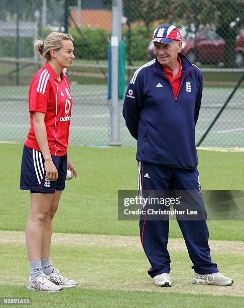 Laura Marsh and Jack Birkenshaw during the England Women's Training session at Loughborough University on July 10, 2008 in Loughborough, England.